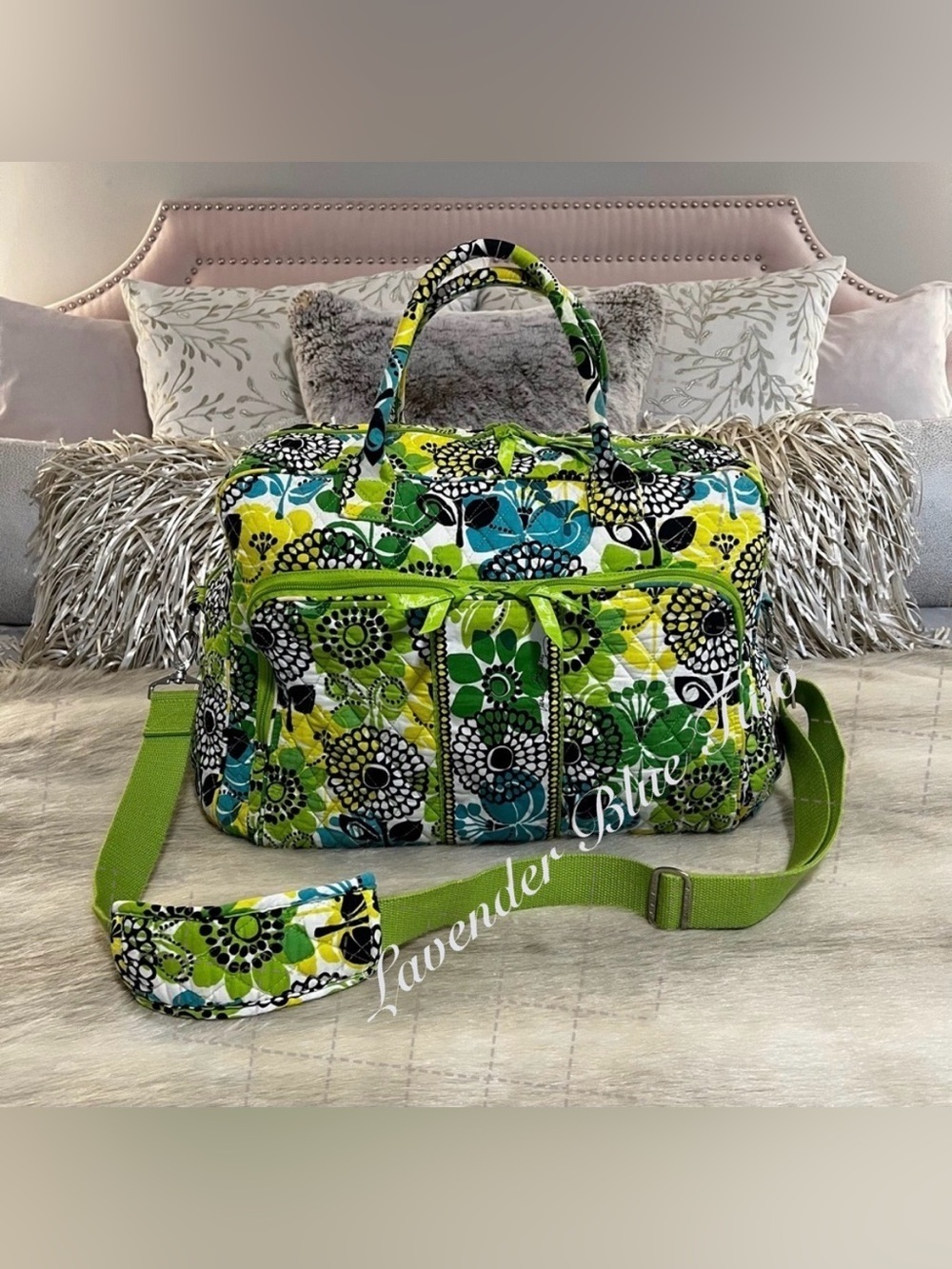VERA BRADLEY Limes Up 2012 Weekender Trolly Bag Lightweight Yellow Green Floral